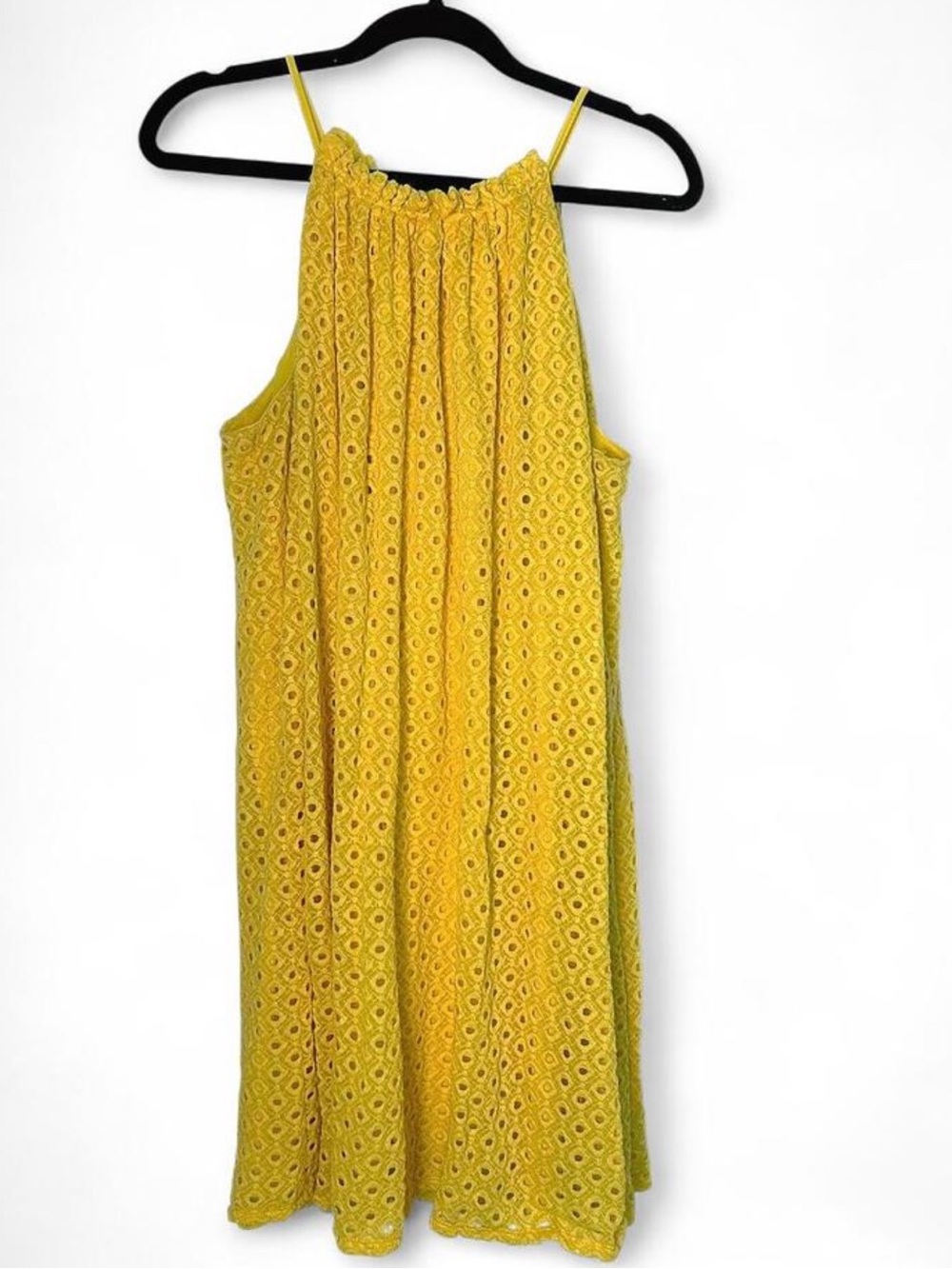 Tacera Bright Yellow Crochet Mini Dress